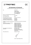 Izjava o skladnosti razvlažilnika zraka TTK 105 S / TTK 105 S HC (INT)