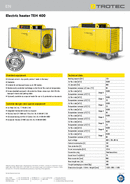 Podatkovni list izdelka električnega grelnega ventilatorja TEH 400 (INT)